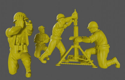 WWII Japanese 81 mm Medium Mortar with Crew (4 models) Various Scales Historical Wargaming (US tariffs are pre-paid by us)