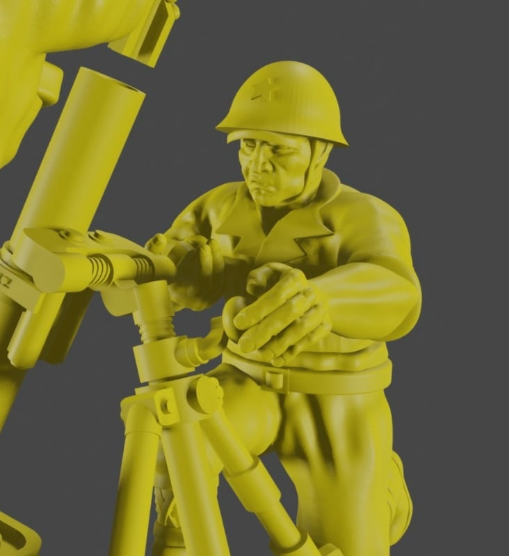 WWII Japanese 81 mm Medium Mortar with Crew (4 models) Various Scales Historical Wargaming (US tariffs are pre-paid by us)