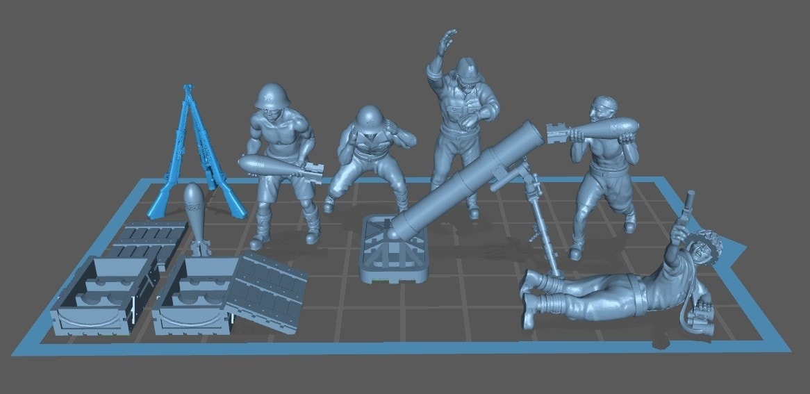 WWII Japanese 150 mm Heavy Mortar And Crew (5 models) Various Scales Historical Wargaming (US tariffs are pre-paid by us)