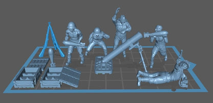 WWII Japanese 150 mm Heavy Mortar And Crew (5 models) Various Scales Historical Wargaming (US tariffs are pre-paid by us)