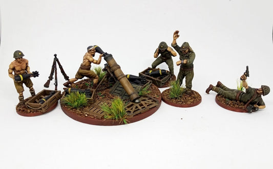 WWII Japanese 150 mm Heavy Mortar And Crew (5 models) Various Scales Historical Wargaming (US tariffs are pre-paid by us)