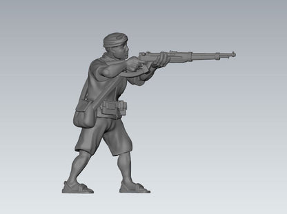 WWII Asian Native Irregular Fighters (6 models) Various Scales Historical Wargaming