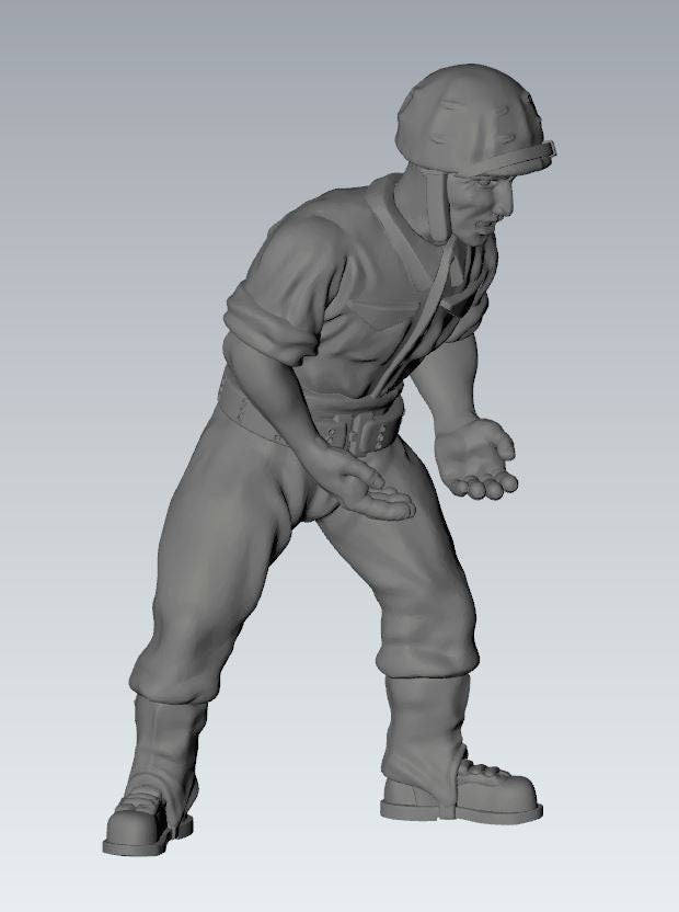 WWII USMC Generic Gun Crew Set (4 models) Various Scales Historical Wargaming