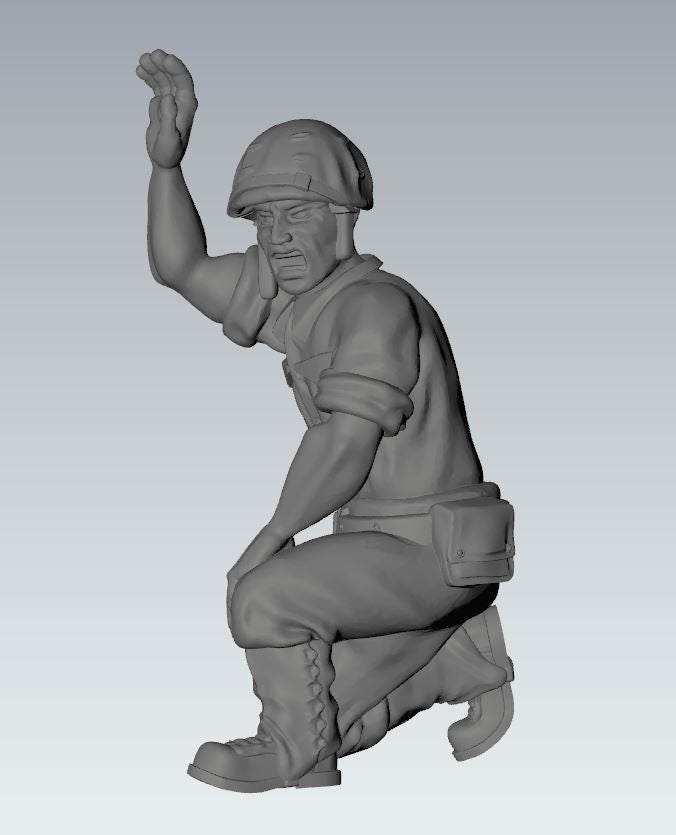 WWII USMC Generic Gun Crew Set (4 models) Various Scales Historical Wargaming