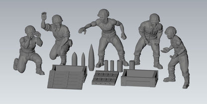 WWII USMC Generic Gun Crew Set (4 models) Various Scales Historical Wargaming (US tariffs are pre-paid by us)