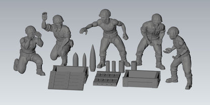 WWII USMC Generic Gun Crew Set (4 models) Various Scales Historical Wargaming