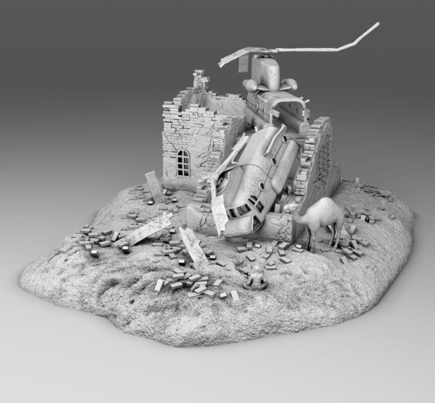 Wargaming Terrain 28mm /Chain of Command Crashed Chinook