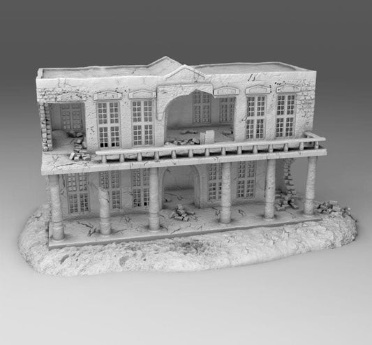 Wargaming Terrain Damaged Arab Building 1 with Scenic Base Various Scales Historical Wargaming