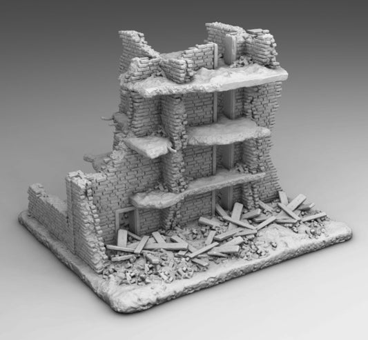 Wargaming Terrain Destroyed Building (3 floors) Various Scales Historical Wargaming