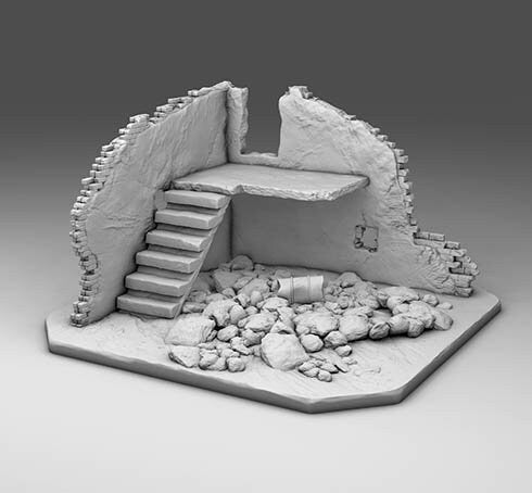 Wargaming Terrain Small Destroyed Corner Building Various Scales Historical Wargaming