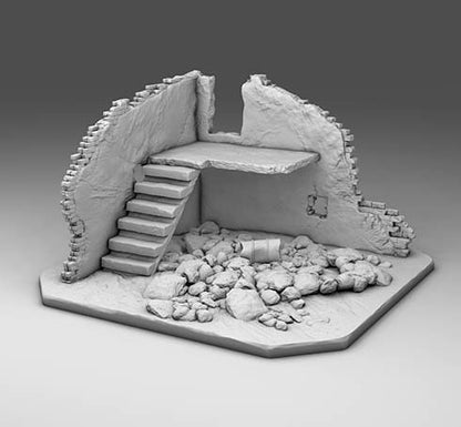 Wargaming Terrain Small Destroyed Corner Building Various Scales Historical Wargaming