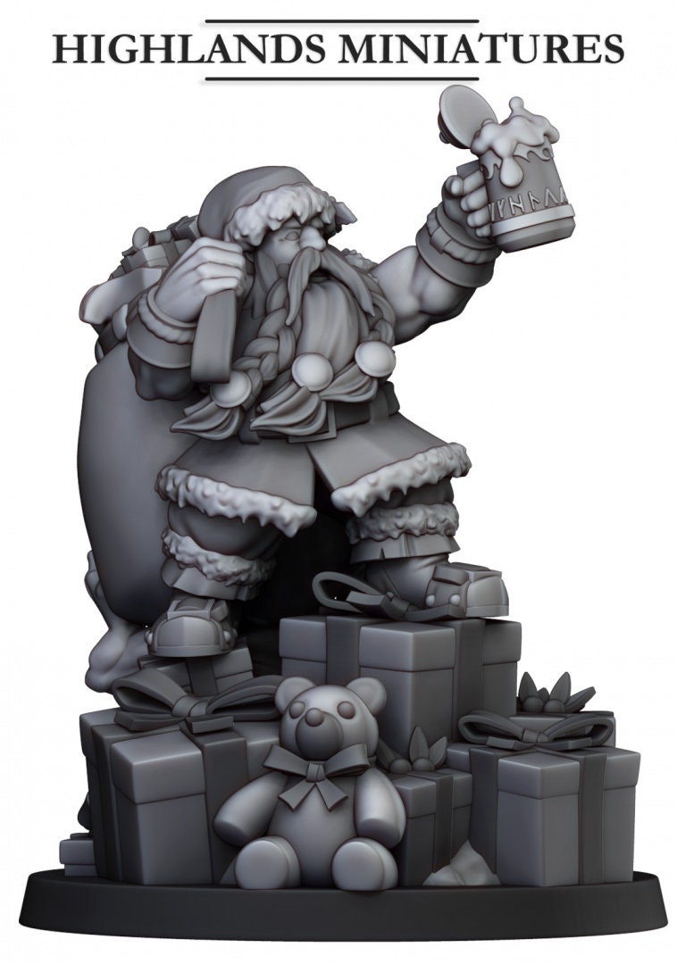 30mm Highland Miniatures Christmas Santa Dwarf