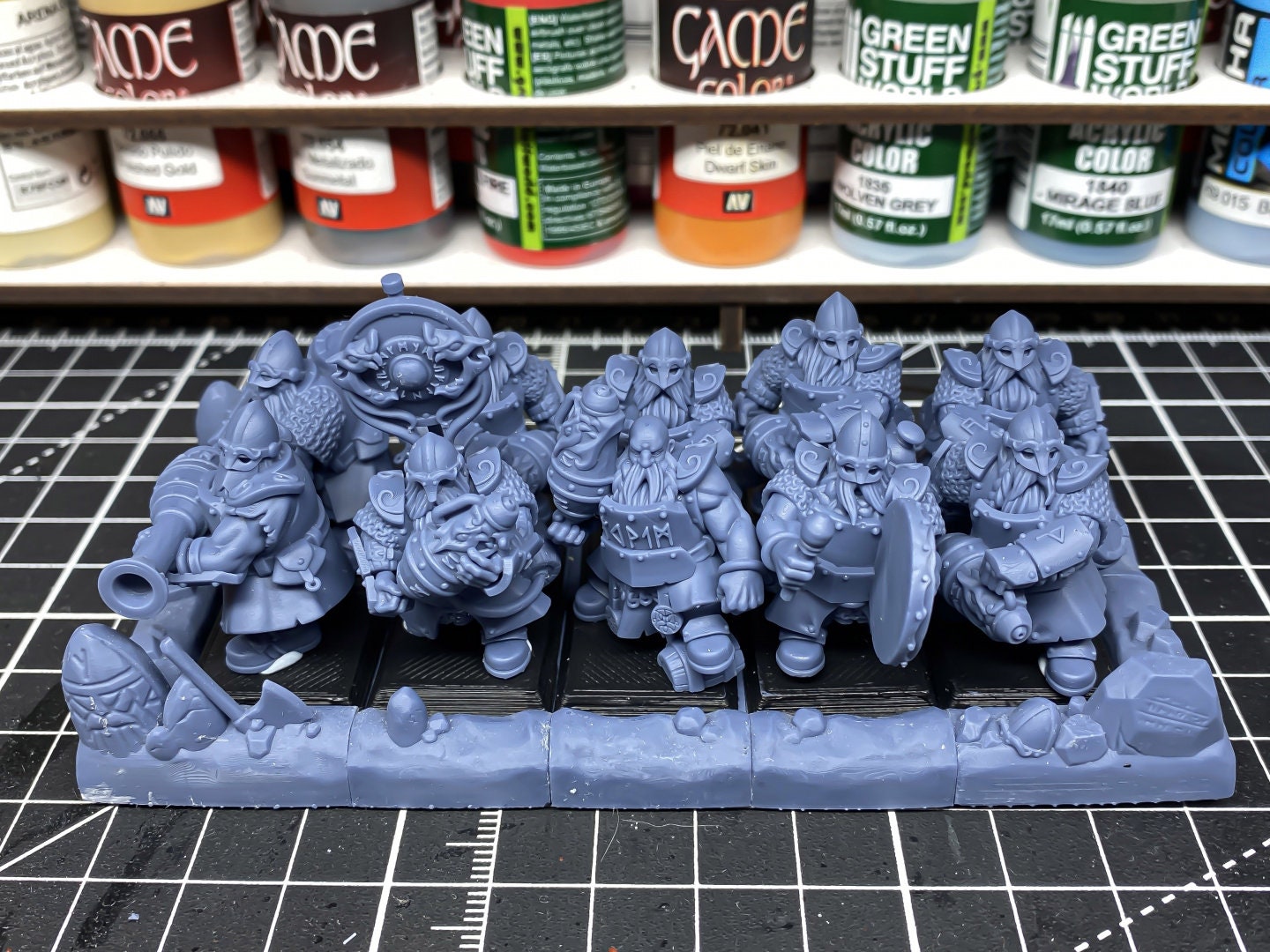 30mm Highland Miniatures Dwarf Firespitters x10 inc Command suitable for WFB