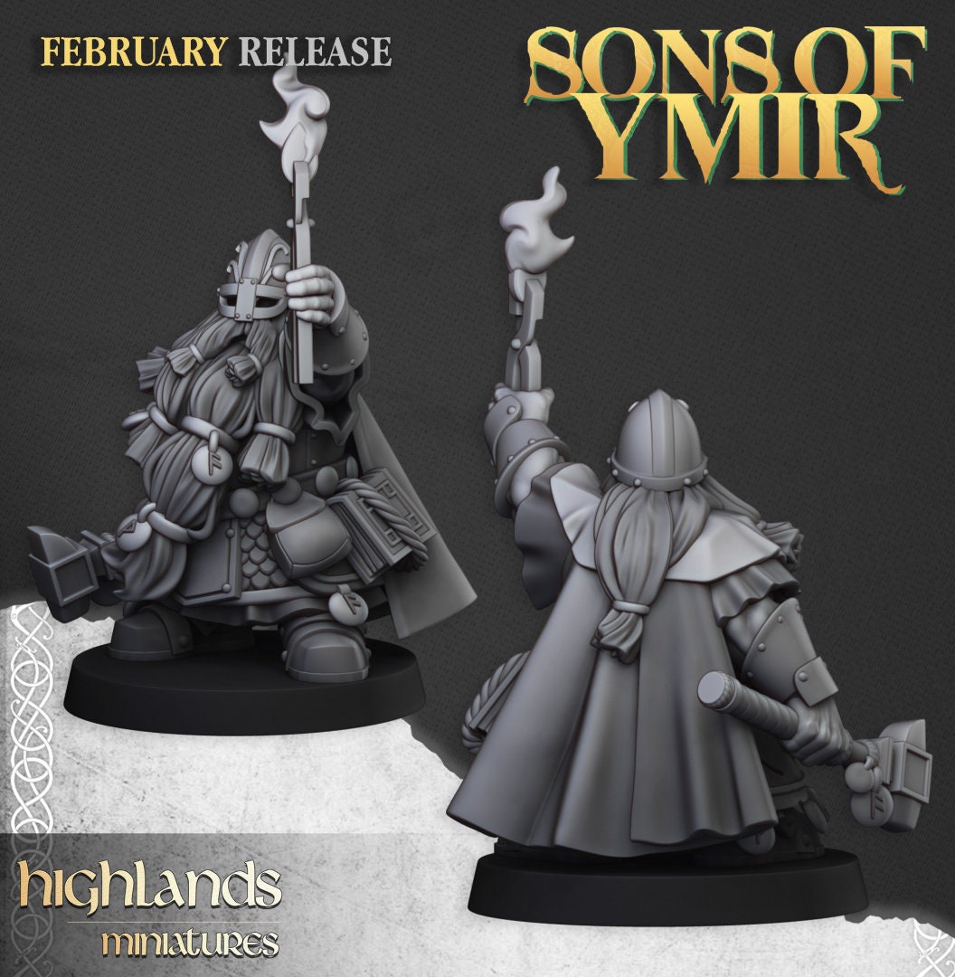 30mm Highland Miniatures Dwarf Runemasters x2 suitable for WFB
