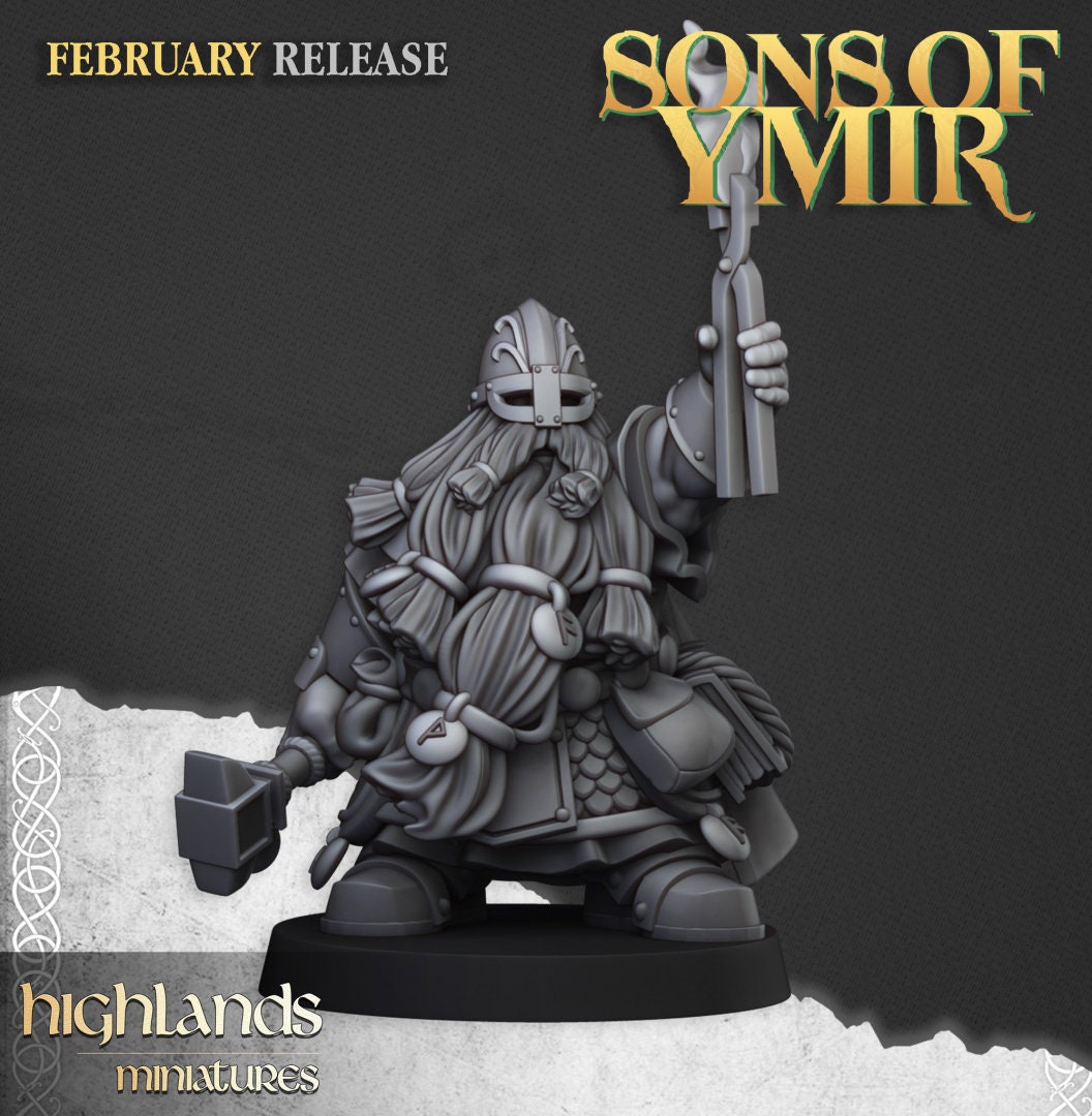 30mm Highland Miniatures Dwarf Runemasters x2 suitable for WFB