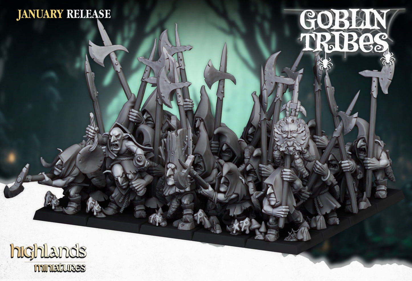 30mm Highland Miniatures Swamp Goblin with Pikes x10 suitable for WFB