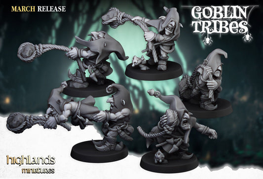 28mm Highland Miniatures Swamp Goblins Stonethrowers unit of 5   suitable for WFB AOS