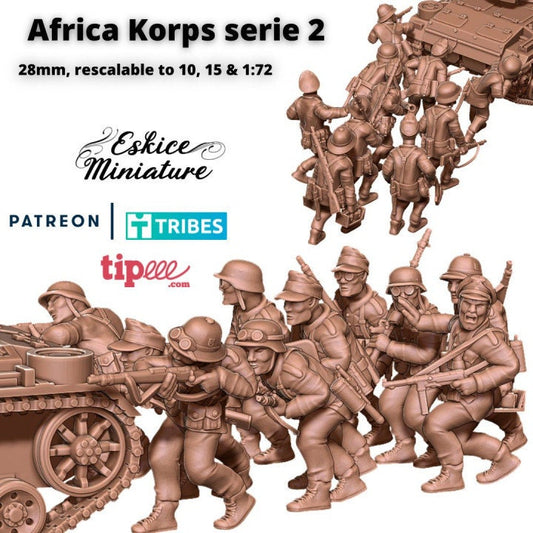 WWII German Afrika Korps Squad 2 (10 models) Various Scales Historical Wargaming (US tariffs are pre-paid by us)