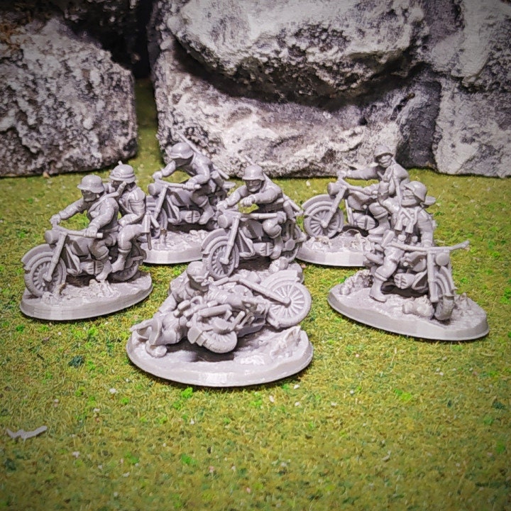WWII German Biker Set Kradschutzen (6 models) Various Scales Historical Wargaming (US tariffs are pre-paid by us)