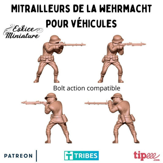 WWII German Gunners for Half Tracks (4 models) Various Scales Historical Wargaming