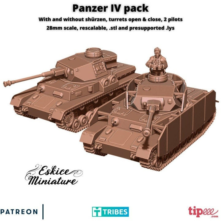 WWII German Panzer IV H Various Scales Historical Wargaming (US tariffs are pre-paid by us)