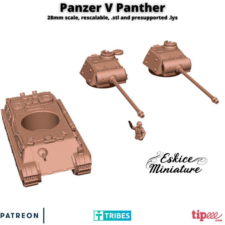 WWII German Panzer V Panther with Commander Various Scales Historical Wargaming (US tariffs are pre-paid by us)