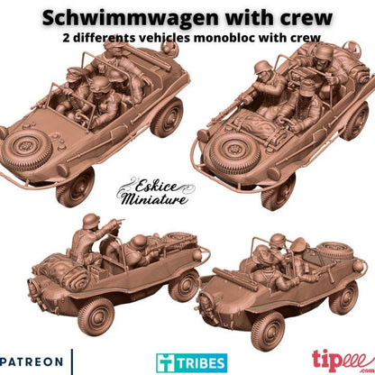 WWII German Schwimmwagen with Crew Various Scales Historical Wargaming (US tariffs are pre-paid by us)
