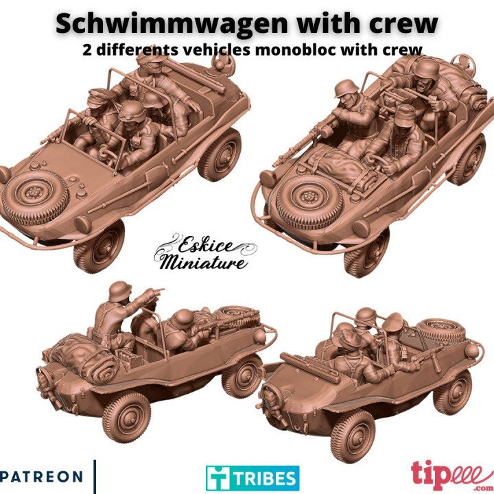 WWII German Schwimmwagen with Crew Various Scales Historical Wargaming