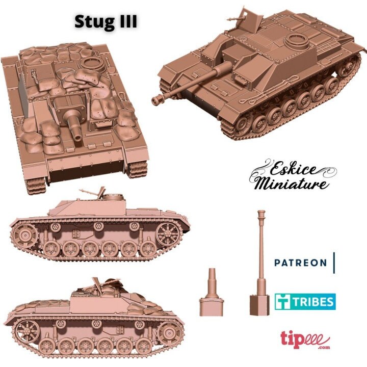 WWII German Stug III (both barrels included) Various Scales Historical Wargaming