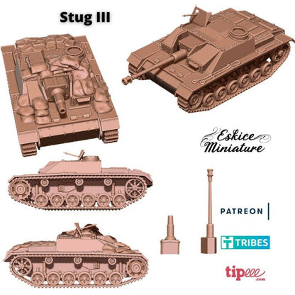 WWII German Stug III (both barrels included) Various Scales Historical Wargaming