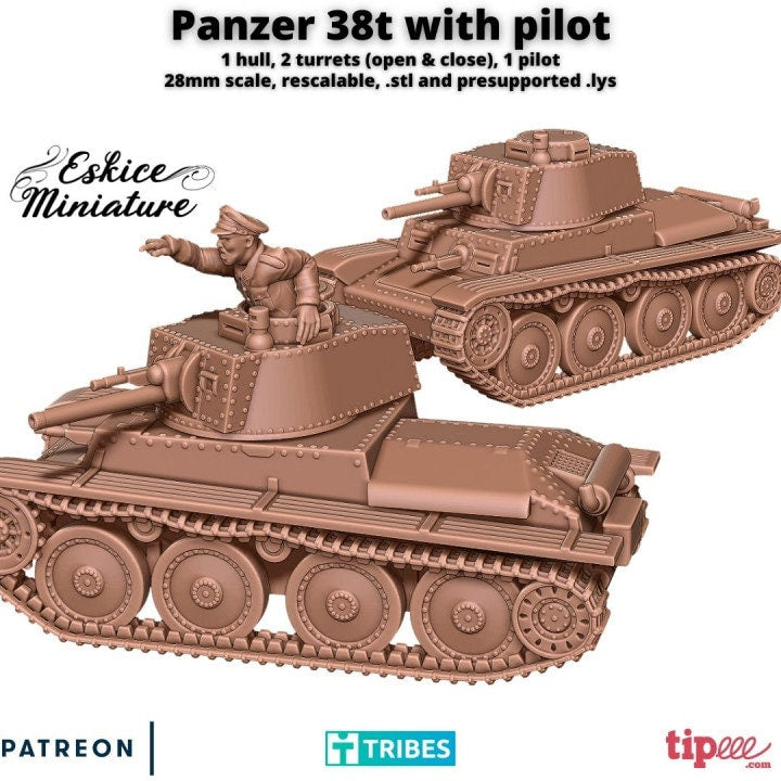 WWII German Panzer 38t Tank Various Scales Historical Wargaming (US tariffs are pre-paid by us)