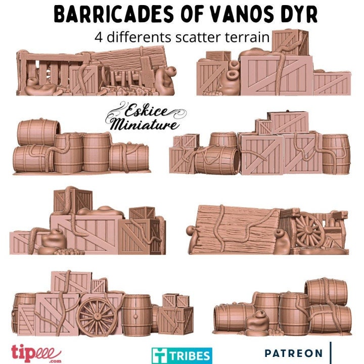 Wargaming Terrain Barricade Set Various Scales Historical Wargaming (US tariffs are pre-paid by us)