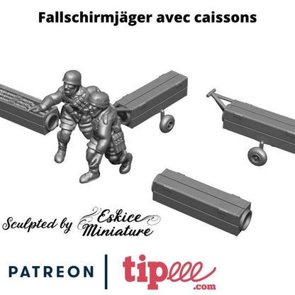 WWII German Fallschirmjager with Supplies Set (3 models) Various Scales Historical Wargaming (US tariffs are pre-paid by us)