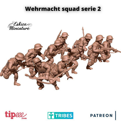WWII German Infantry Squad 2 (10 models) Various Scales Historical Wargaming (US tariffs are pre-paid by us)
