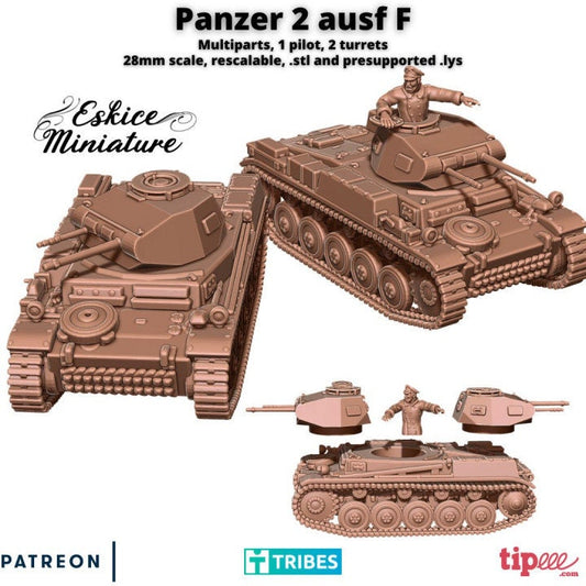 WWII German Panzer II ausf F Tank Various Scales Historical Wargaming (US tariffs are pre-paid by us)