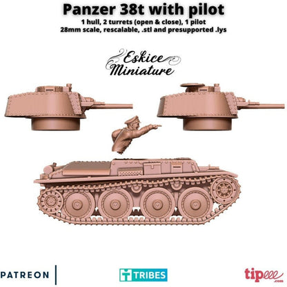 WWII German Panzer 38t Tank Various Scales Historical Wargaming