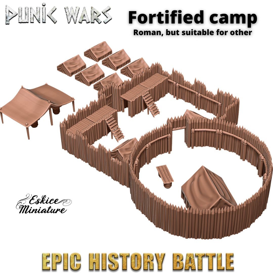 Wargaming Terrain Ancient Medieval Fortified Camp Various Scales Historical Wargaming (US tariffs are pre-paid by us)