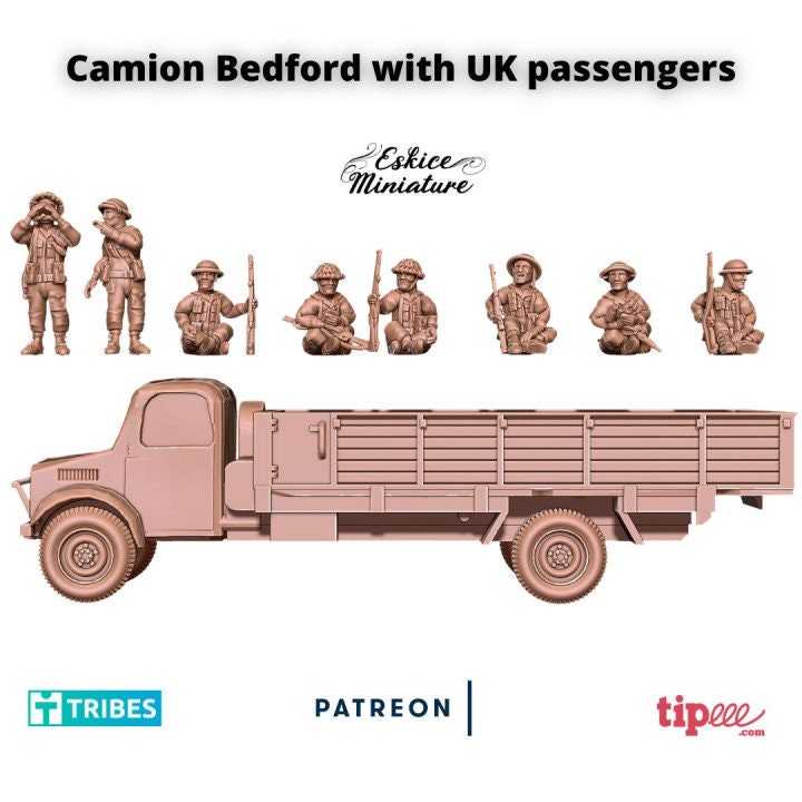 WWII British Camion Bedford Truck with Troops Various Scales Historical Wargaming (US tariffs are pre-paid by us)