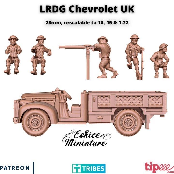 WWII British LRDG Chevrolet with Crew Various Scales Historical Wargaming