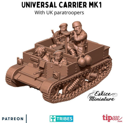 WWII UK Paratroopers Universal Carrier Mk I with Crew Various Scales Historical Wargaming