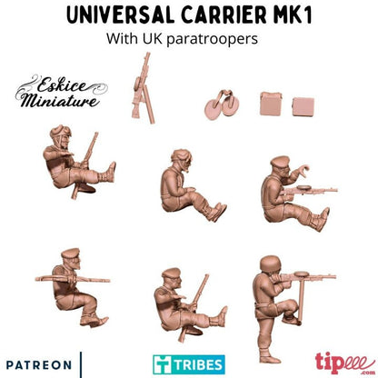 WWII UK Paratroopers Universal Carrier Mk I with Crew Various Scales Historical Wargaming