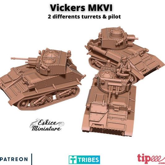 WWII UK Vickers Mk VI Tank 3 Variants Options Various Scales Historical Wargaming