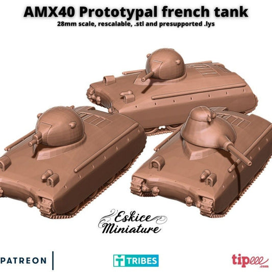 Modern Warfare French AMX 40 Prototype French Tank (3 turrets included) Various Scales Historical Wargaming