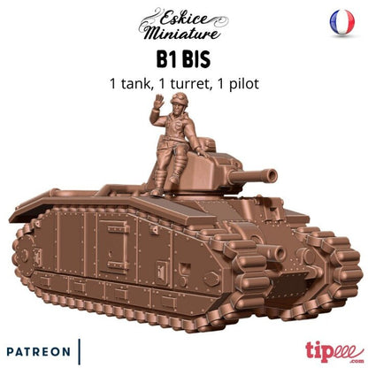 WWII French B1 BIS Tank with Commander Various Scales Historical Wargaming (US tariffs are pre-paid by us)