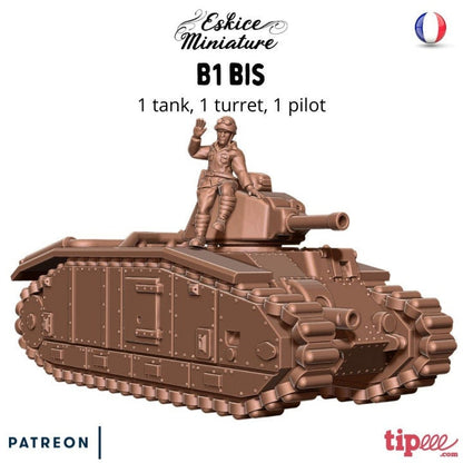 WWII French B1 BIS Tank with Commander Various Scales Historical Wargaming