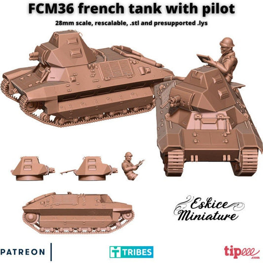 WWII French FCM36 Tank Various Scales Historical Wargaming