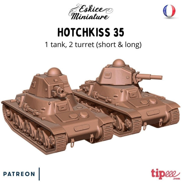 WWII French Hotchkiss 35 Tank Various Scales Historical Wargaming