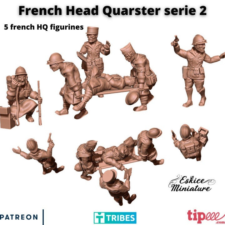 WWII French HQ Set (5 models) Various Scales Historical Wargaming (US tariffs are pre-paid by us)
