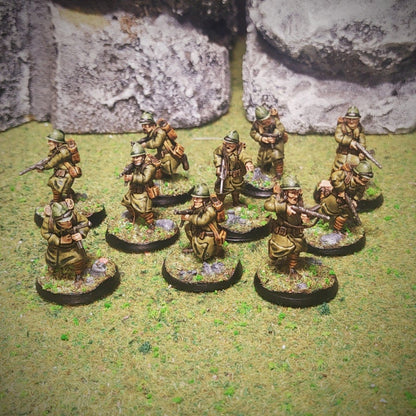 WWII French Infantry Squad with SMGs (10 models) Various Scales Historical Wargaming