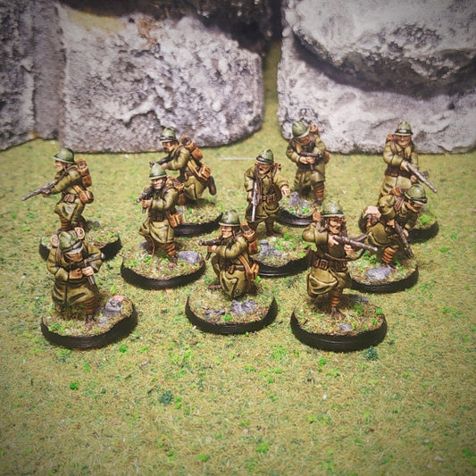 WWII French Infantry Squad with SMGs (10 models) Various Scales Historical Wargaming
